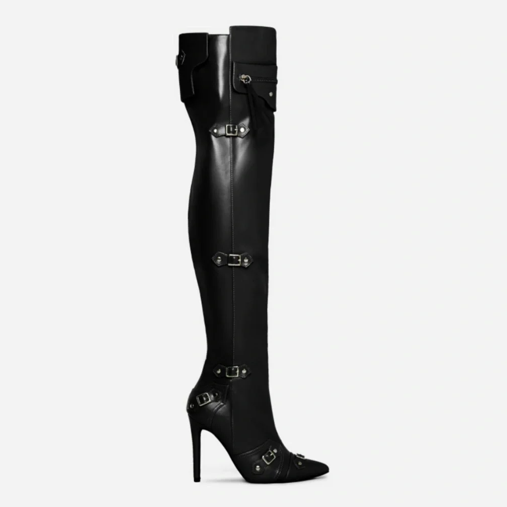Faux leather , pointed toe over the knee boots - Picture 1 of 6